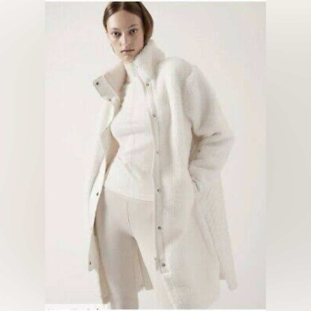 Athleta Cream Long Teddy Coat